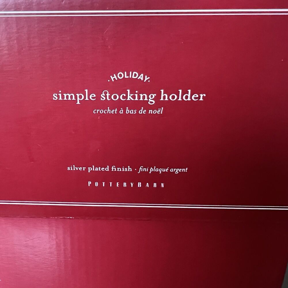 Pottery Barn Simple Metal Stocking Holder Hanger Silver Christmas Holiday